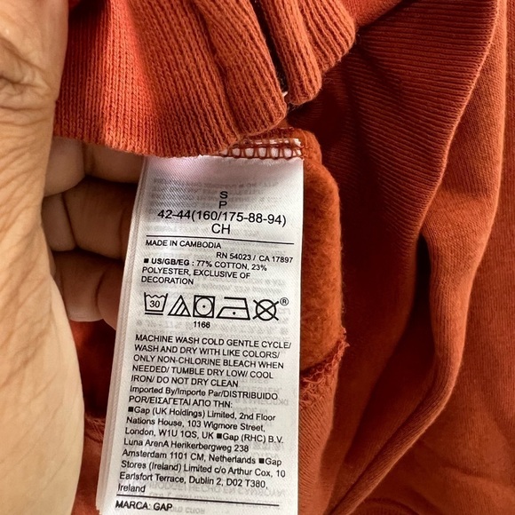 Gap Logo Zip Hoodie in Rust Brown size S Small - Picture 5 of 6